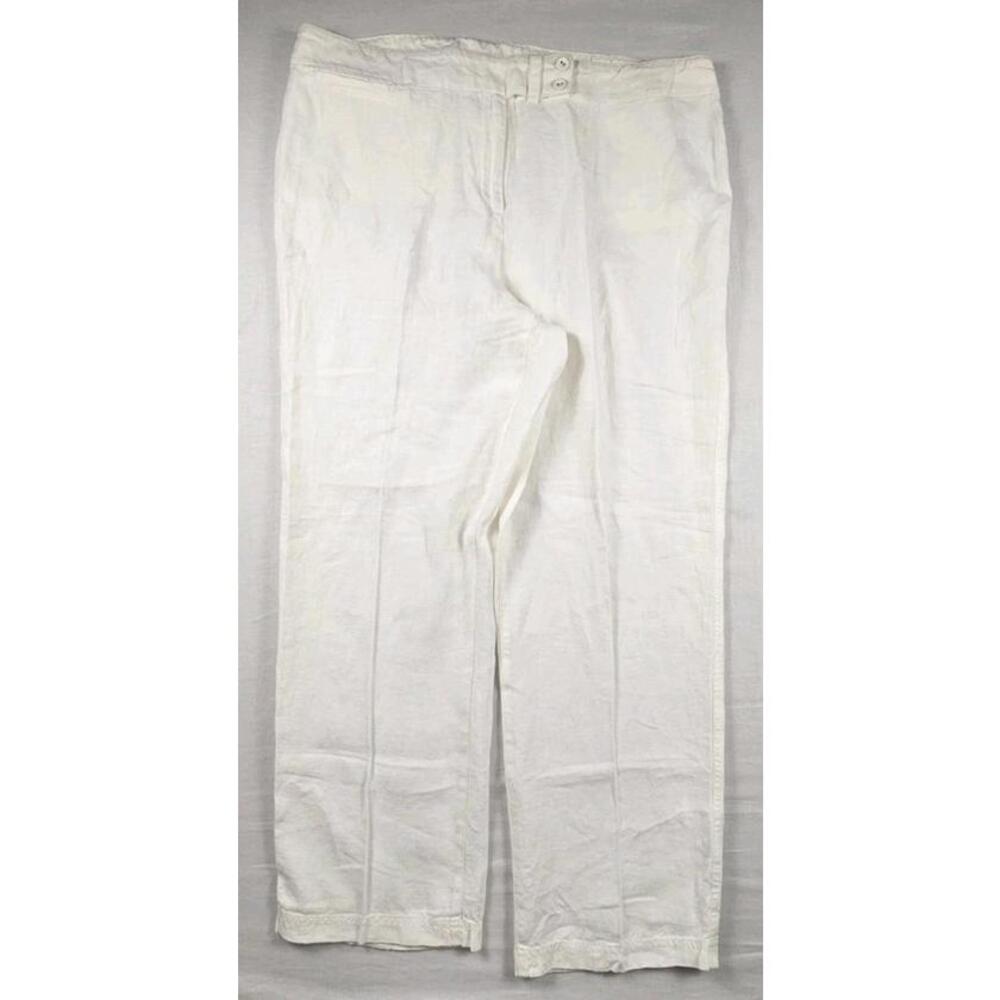 EILEEN FISHER Pants Linen Straight Leg‎ Trouser White Size XL